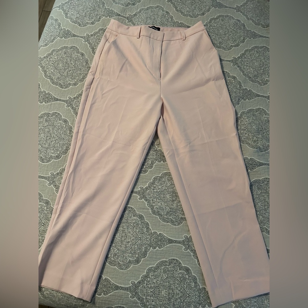 Express Editor Straight Super High Rise Light Pink Trousers